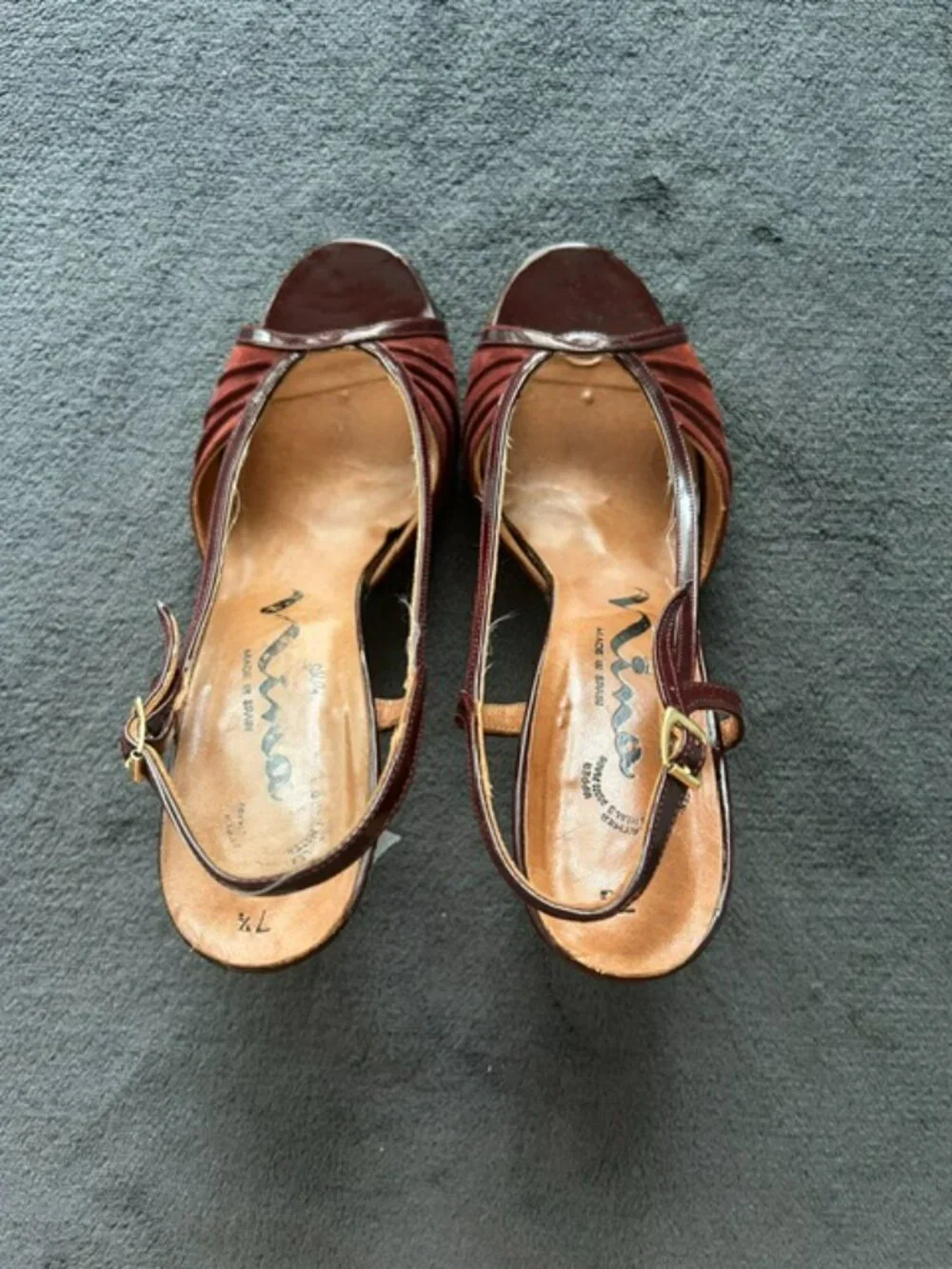 Nina Linda Pleated Peep-Toe Slingback Heels, Size 7-1/2